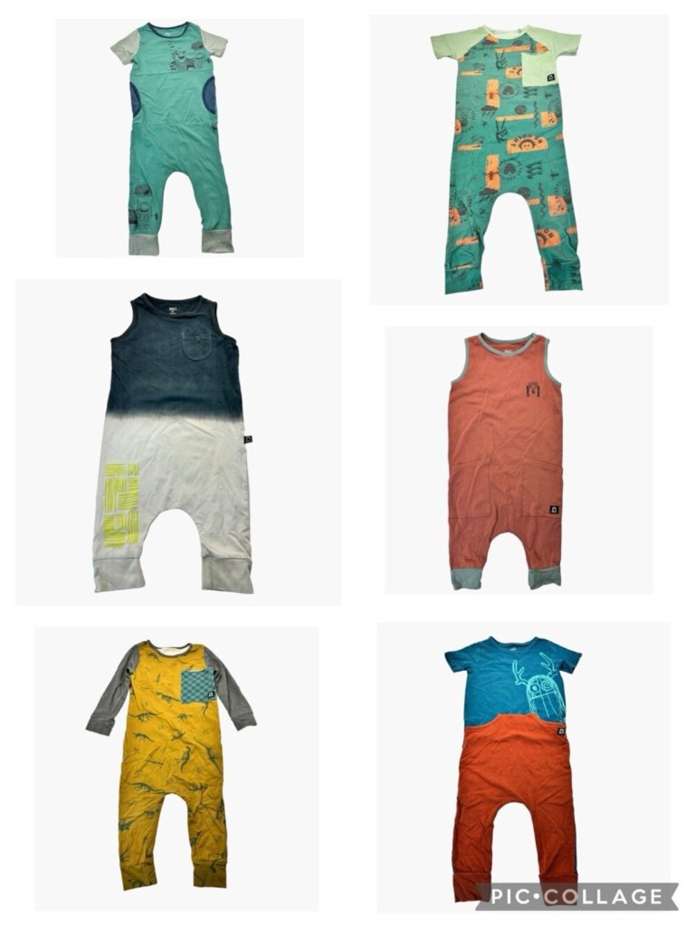 Rags to Raches Lot 6 Rompers Monster Tank Long Sleeve Dinosaur Nature